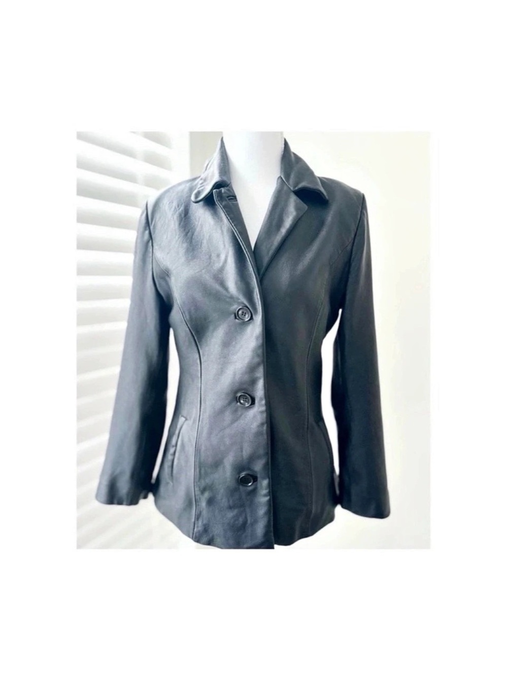 Black Leather Jacket Size XS Like New